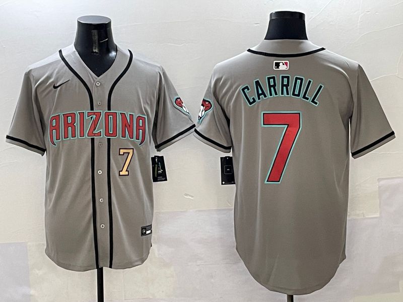 Men Arizona Diamondback #7 Carroll Grey Game Nike 2025 MLB Jersey style 34